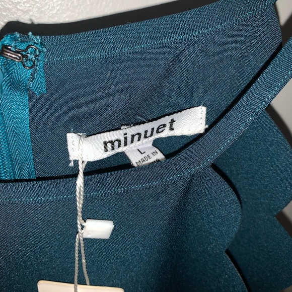 MINUET fitted teal dress! NWT! Size L - Picture 3 of 4